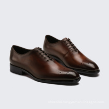 Wholesale Latest Design Men Brown Genuine Leather Classic Oxford Shoes